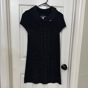Black Short Sleeve Sweater Dress